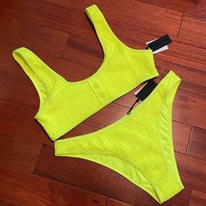 NWT Kendall & Kylie Henley Swim Neon yellow